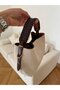 Knitted Leather Handle Linen Hand and Shoulder Bag Bitter Brown - 6