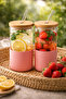 2-Pack Glass Cups with Bamboo Lids and Glass Straws 500 Ml, Heat-Resistant Silicone Sleeves for Coffee & Smoothie Cups - 2