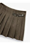 Thick Pleated Mini Skirt with Belt Detail - 6