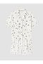 Two Mt Shop Quality Lcw Dream Ecru Printed Short Sleeve Women's Shorts Pajama Set - 5