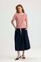 Ecru Collar Red Striped Short Sleeve Tshirt - 2