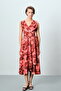 Linen Blend Floral Patterned Dress
