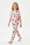 Girl's Summer Colorful Flower and Cherry Pattern 100% Cotton Single Jersey Fabric Reactive Dyeing Short Sleeve Pajamas Set - 5