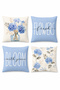 Light Blue Flowers Patterned 4-Piece Throw Pillow Cover Set - 3