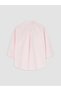 Xside Pink Striped V-Neck Three-Quarter Sleeve Women's Shirt - 6