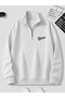 Men's Standing Collar Zippered Printed Comfortable Cut Sweatshirt