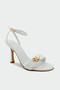Young Heart Detailed Single Strap Women's White Heeled Shoes - 2