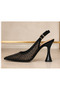 432 Women's Mesh Stoned Goblet Heel Open Back Evening Dress Shoes - 6