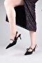 Si̇li̇s Side Ribbon Buckle Stoned Satin Stiletto Black - 4