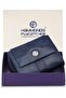 Leather Ladies Wallet with 14 Card Slots - Clutch Purse, Antique Blue - 7