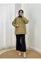 Çağıl Self-Stripe Kangru Pocket Hooded Sweatshirt-Mf1832 Pistachio Green