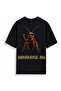 Black Makarayız Abi Graphic Printed Oversize T-Shirt