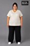 Süperlife Large Size Women's V-Neck Cotton Basic T-Shirt Navy Blue 3Xl-6Xl Spr26Btsk509