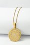 Gold Color 3 cm Line with Ayetel Kürsi & Vav Letter Written 316L Stainless Steel 60 cm Accordion Chain Prayer Necklace - 2