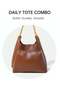 Women Large-Capacity PU Leather Ladies Shoulder Bag Tote Clutch Bag Retro Bucket Shape Cross Bag - 5