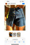 Women's Navy Blue High Waist Button Detailed Denim Shorts – Jean Mini Shorts with Pockets - 6