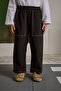Double Needle Children's Trousers Brown - 2