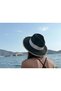Women's Black Straw Sun Hat with White Band Detail and Wide Brim for Summer - 2