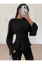 Women's Waist-Slit Flounce Long Sleeve Blouse 223 - 5