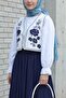 Floral Embroidered Lined Patterned Vest -White - 4