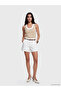 White Women's Jean Shorts with Belt - 7