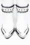 White Matte Leather Metal Toe Cap Below the Knee Staple Belt Detail Western Cowboy Boots - 4