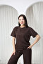 Women's Silvery Crew Neck Short Sleeve Loose-Fit Top and Bottom Set - 7