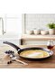Nry Shop Desert 25 cm Crepe Pan - Black with Gold Izmir Pattern, Fireproof Non-Stick Pan for Pancakes and Cakes