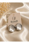 Silver Color Curved Round Women's Earrings