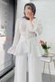 Vintage Lace Textured Imported Cotton Blouse - White - 3