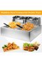 Electric Deep Fryer 12L Dual Tank Stainless Steel Commercial Fast Food 5000 w Frying Machine - 4