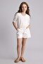 100% Cotton Brode White Shorts for Girls G0895A826Hs - 3