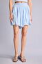 Normal Waist Asymmetrical Leg Wrinkled Textured Viscose Light Blue Shorts H0179Ax26Sp - 3