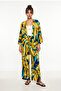 Patterned Summer Viscose Kimono Trousers Set Lrn0013 Olive Green Navy Blue