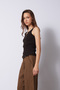 Lace-Detail Tricot Top Brown - 3