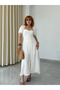 Premium Trend Heart Collar Short Balloon Sleeve Button Detailed Midi Luna Dress - 6