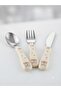 3 Piece Figured Baby Steel Food Set Spoon+Fork+Knife Cream - 2