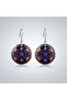 Copper Navy Blue Gold Mandala Patterned Dangle Earrings - 2