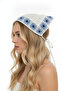 Hand Knitted White Blue Floral Patterned Summer Beach and Hair Bandana - 3