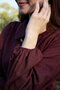 Waist-Tied, Ruffled Sleeve Linen Dress, Plum - 7