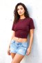 Women's 3-Piece Crop T-Shirt Set Black White Burgundy Crew Neck Short Sleeve Basic Cotton Casual Combination - 5