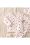 Heart Patterned 100% Cotton 5 Piece Set Ribbed Combed Cotton Fabric Newborn Baby Girl Hospital Release - 3