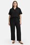 Jeans Women 2 Pcs Plain Short Sleeve Blouse And Pants Set, Black