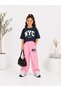 Summer Girls' Nyc Printed Pink Sweatpants and T-Shirt