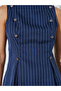 Navy Blue Striped Sleeveless Peplum Top - 4