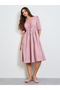 Pink Lace Trim A-Line Midi Dress - 2