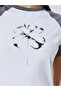 White Floral Print Raglan Sleeve T-Shirt - 4
