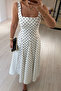 Godeli Square Collar Polka Dot Ecru Bell Dress - 2