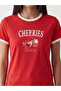   Red Crew Neck Printed Women's T-Shirt - 2