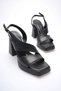 Black Women's Heeled Platform Sandals Tr12My04A - 5